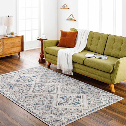 Meja Cream & Blue Washable Area Rug - Clearance Rugs TriadCommerceInc