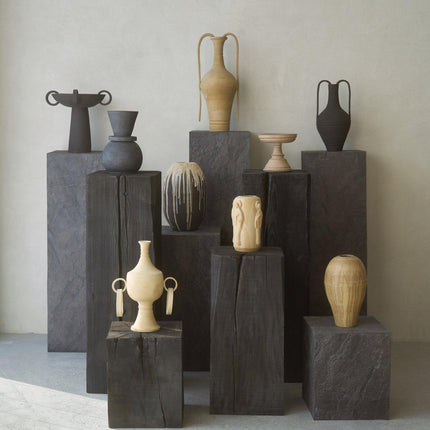 Charcoal Sculpture Pedestal - Tall Sculptural Pedestal TriadCommerceInc