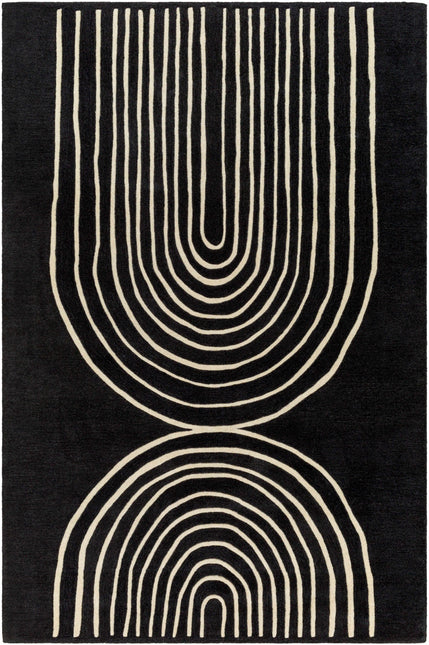 Fuat Black Wool Rug Rugs TriadCommerceInc 5' x 7'6" Rectangle