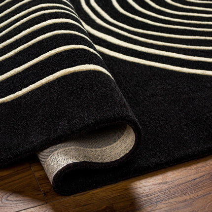 Fuat Black Wool Rug Rugs TriadCommerceInc