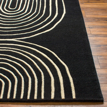 Fuat Black Wool Rug Rugs TriadCommerceInc