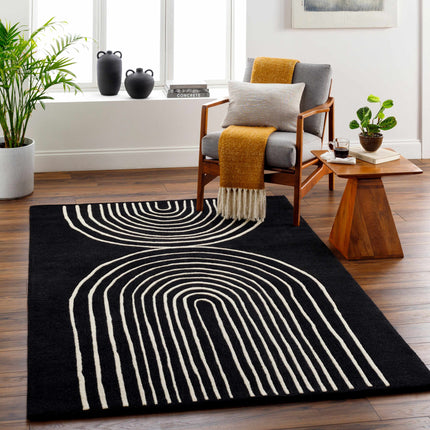 Fuat Black Wool Rug Rugs TriadCommerceInc
