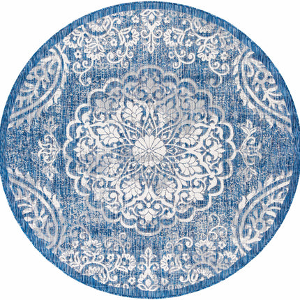Skipsea Blue Leopard Performance Rug Rugs TriadCommerceInc 6'7" Round