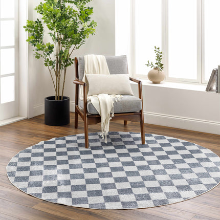 Alie Blue Gray Checkered Washable Rug Rugs TriadCommerceInc