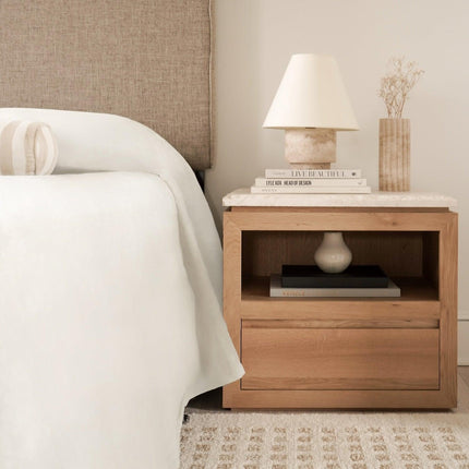 Sofita Marble Nightstand - White Oak End Tables TriadCommerceInc