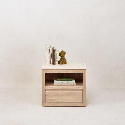 Sofita Marble Nightstand - White Oak End Tables TriadCommerceInc