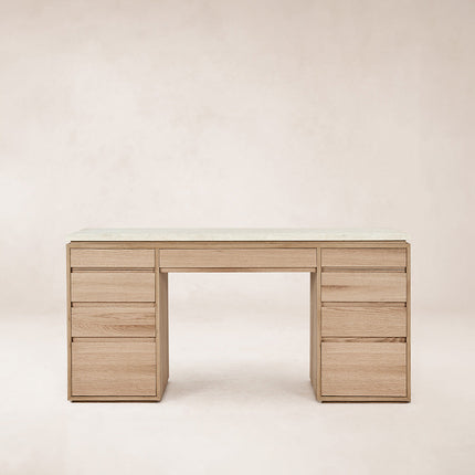 Ojai Vanity Desk Desks TriadCommerceInc White Oak Marble