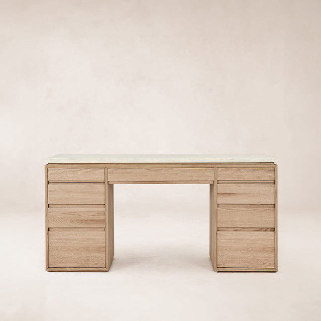 Ojai Vanity Desk Desks TriadCommerceInc White Oak Marble