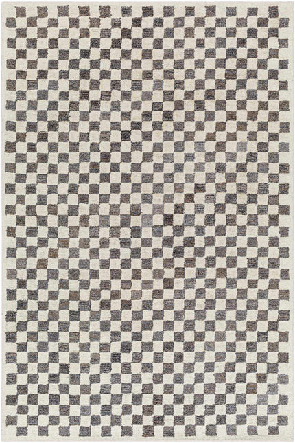 Halen Taupe Checkered Area Rug Rugs TriadCommerceInc