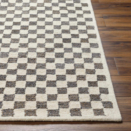 Halen Taupe Checkered Area Rug Rugs TriadCommerceInc