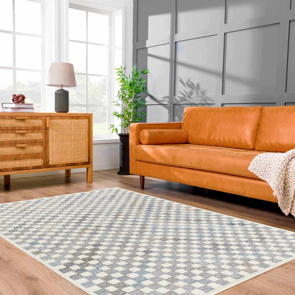 Halen Gray Checkered Area Rug Rugs TriadCommerceInc