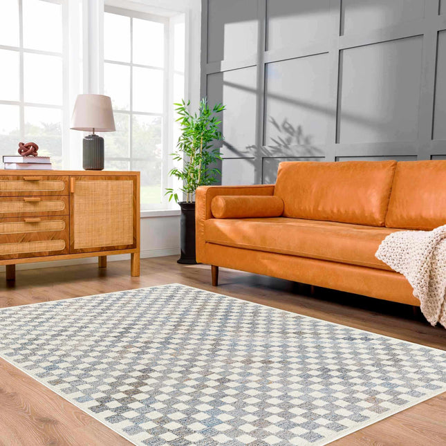 Halen Gray Checkered Area Rug Rugs TriadCommerceInc