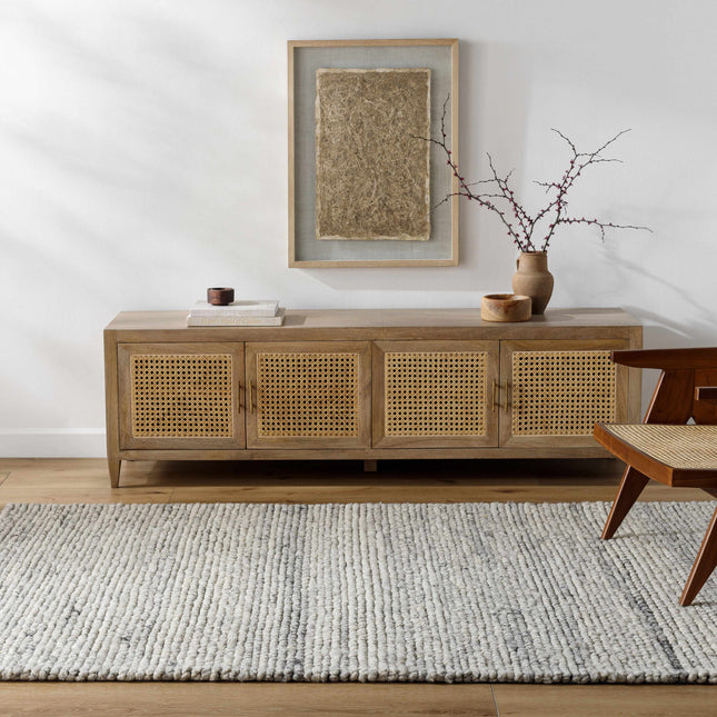Olisa Cream & Gray Wool Area Rug Rugs TriadCommerceInc