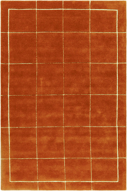 Siarl Burnt Orange Checkered Area Rug Rugs TriadCommerceInc