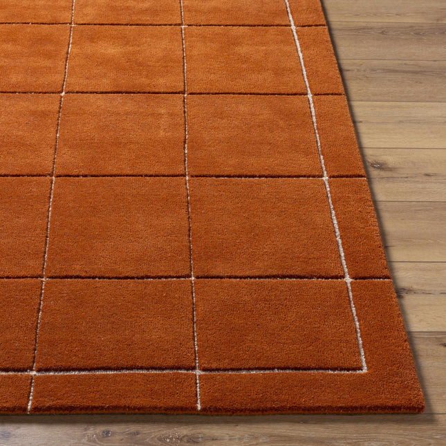 Siarl Burnt Orange Checkered Area Rug Rugs TriadCommerceInc