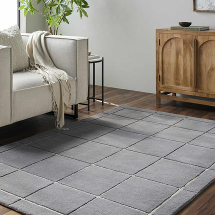 Siarl Dark Gray Checkered Area Rug Rugs TriadCommerceInc