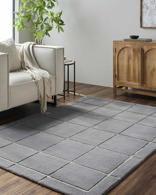 Siarl Dark Gray Checkered Area Rug Rugs TriadCommerceInc