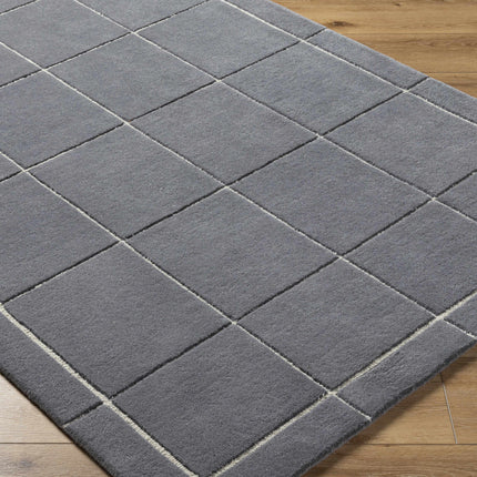 Siarl Dark Gray Checkered Area Rug Rugs TriadCommerceInc