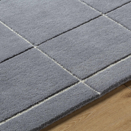 Siarl Dark Gray Checkered Area Rug Rugs TriadCommerceInc