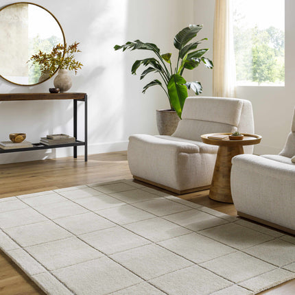 Siarl Cream Checkered Area Rug Rugs TriadCommerceInc