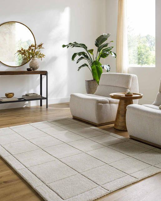 Siarl Cream Checkered Area Rug Rugs TriadCommerceInc