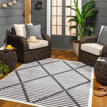Anah 3D Black Outdoor Rug Rugs TriadCommerceInc
