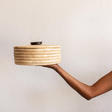 Sunga Small Ilala Palm Lidded Basket Baskets & Vessels TriadCommerceInc Small