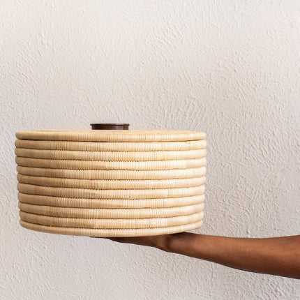 Sunga Small Ilala Palm Lidded Basket Baskets & Vessels TriadCommerceInc Large