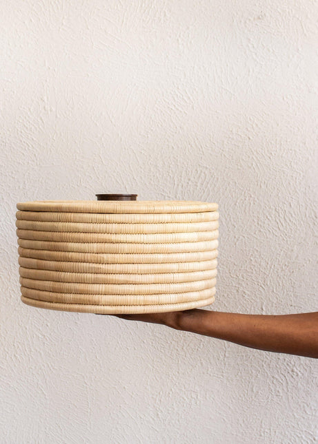 Sunga Small Ilala Palm Lidded Basket Baskets & Vessels TriadCommerceInc Large