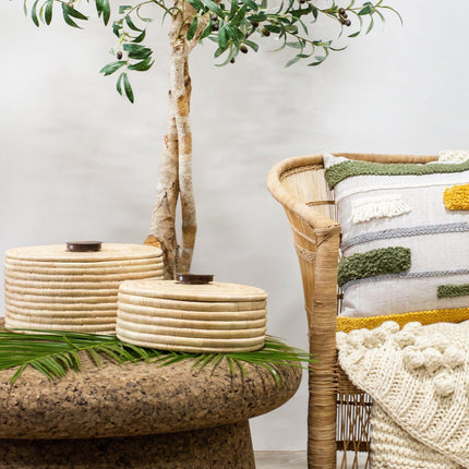 Sunga Small Ilala Palm Lidded Basket Baskets & Vessels TriadCommerceInc Set of 2