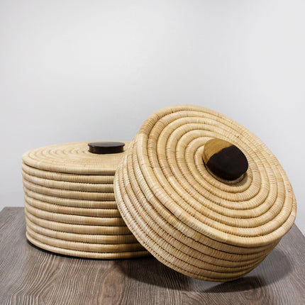 Sunga Small Ilala Palm Lidded Basket Baskets & Vessels TriadCommerceInc