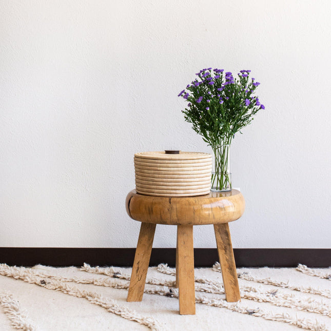 Sunga Small Ilala Palm Lidded Basket Baskets & Vessels TriadCommerceInc