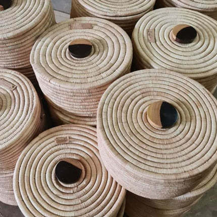 Sunga Small Ilala Palm Lidded Basket Baskets & Vessels TriadCommerceInc