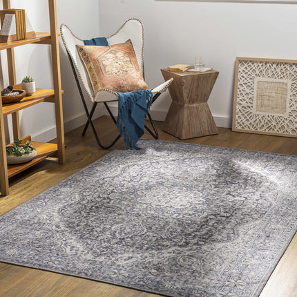 Tavas Blue Persian Style Washable Rug - Clearance Rugs TriadCommerceInc