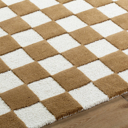 Timin Camel Checkered Area Rug Rugs TriadCommerceInc