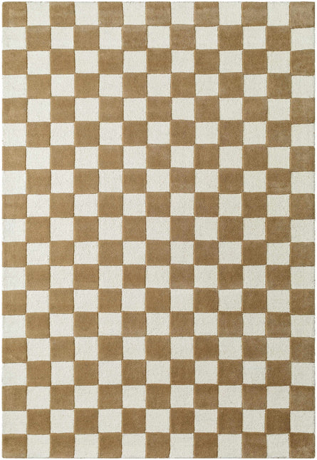 Timin Brown Checkered Wool Area Carpet Rugs TriadCommerceInc 5' x 7'6" Rectangle