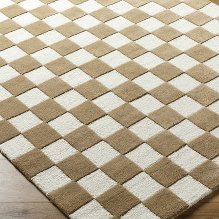 Timin Brown Checkered Wool Area Carpet Rugs TriadCommerceInc
