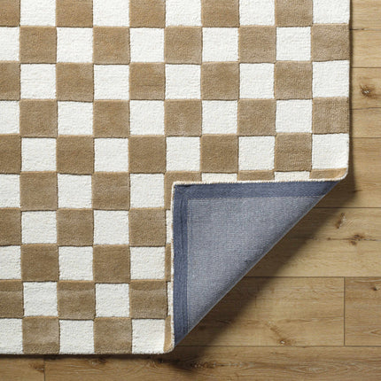 Timin Brown Checkered Wool Area Carpet Rugs TriadCommerceInc