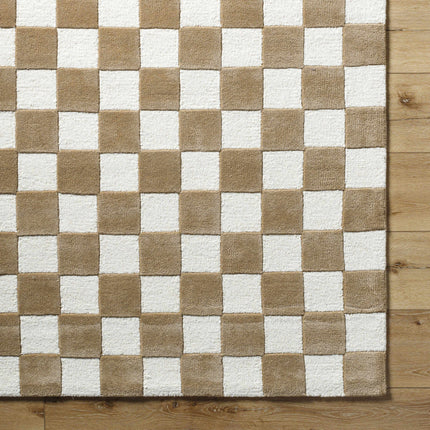 Timin Brown Checkered Wool Area Carpet Rugs TriadCommerceInc