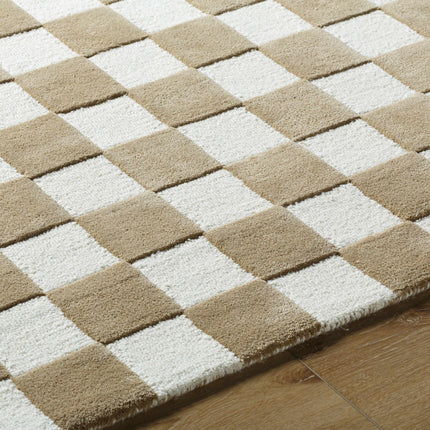 Timin Brown Checkered Wool Area Carpet Rugs TriadCommerceInc
