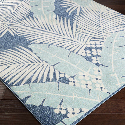 Thebarton Coastal Blue Palm Area Rug Rugs TriadCommerceInc