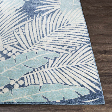 Thebarton Coastal Blue Palm Area Rug Rugs TriadCommerceInc