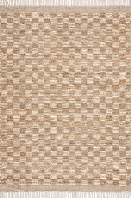 Ionut Checkered Jute Area Rug Rugs TriadCommerceInc