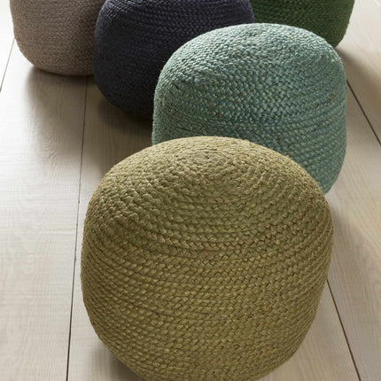 Gail Navy Jute Knitted Pouf Poufs TriadCommerceInc