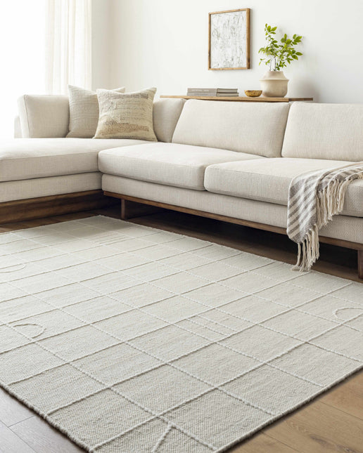 Tieve Off White Checkered Area Rug Rugs TriadCommerceInc