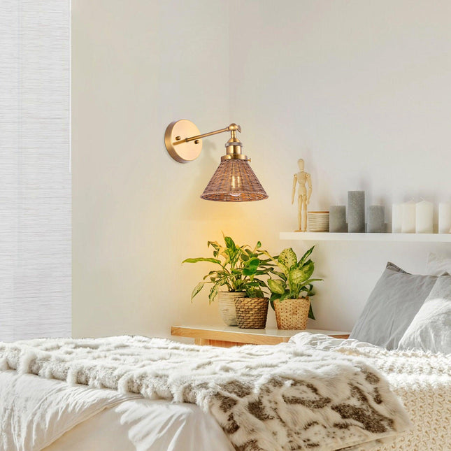 1-Light Wall sconce with Rattan Shade TriadCommerceInc