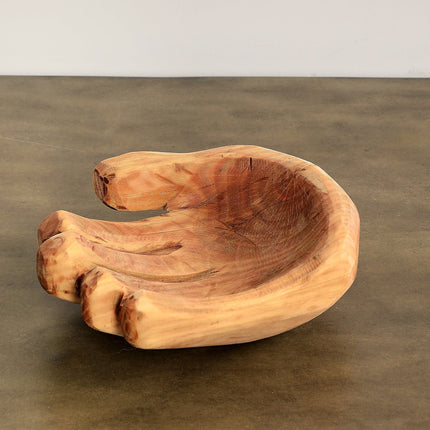 Cupped Hand Natural Eucalyptus Wood Bowl Sculpture Décor Collection TriadCommerceInc