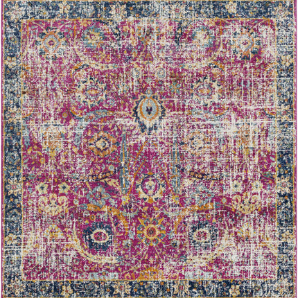 Vick Colorful Burgundy Rug Rugs TriadCommerceInc 6'7" Square