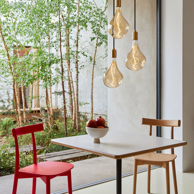 Triple Pendant Light in Walnut + Voronoi II - Black Canopy Home Decor > Lighting > Ceiling Lights > Pendant Lights TriadCommerceInc