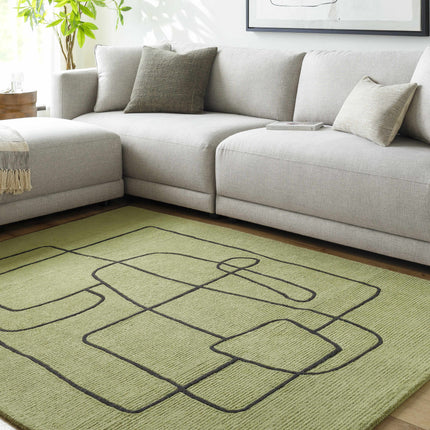 Vatsa Green Abstract Area Rug Rugs TriadCommerceInc 5' x 7'6" Rectangle